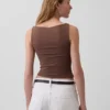 Camiseta sin mangas corta de jersey de punto tupido con cuello barco