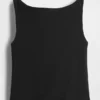 Camiseta sin mangas corta de jersey de punto tupido con cuello barco