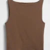 Camiseta sin mangas corta de jersey de punto tupido con cuello barco