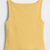 Camiseta sin mangas corta de jersey de punto tupido con cuello barco