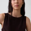 Camiseta sin mangas corta de mezcla de lino