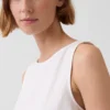 Camiseta sin mangas corta de mezcla de lino