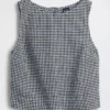 Camiseta sin mangas corta de mezcla de lino