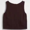 Camiseta sin mangas corta de mezcla de lino