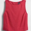 Camiseta sin mangas corta de mezcla de lino