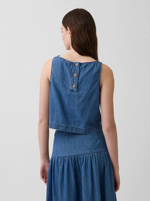 Camiseta sin mangas corta de mezclilla