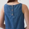 Camiseta sin mangas corta de mezclilla