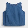 Camiseta sin mangas corta de mezclilla