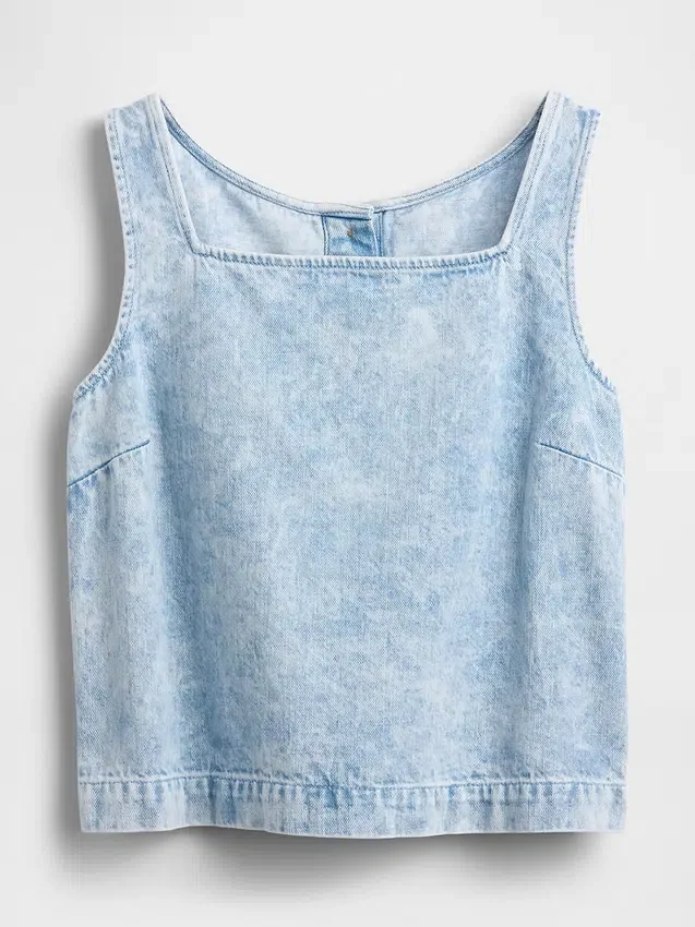 Camiseta sin mangas corta de mezclilla