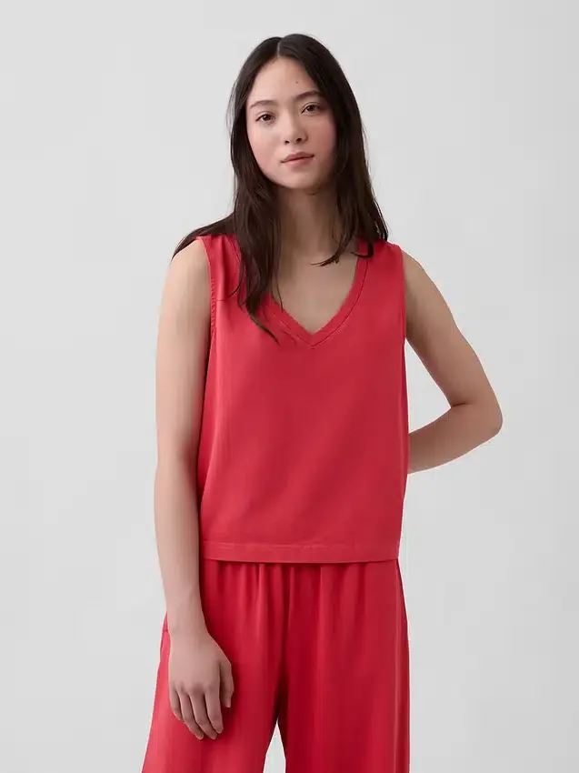 Camiseta sin mangas corta de punto