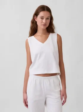 Camiseta sin mangas corta de punto