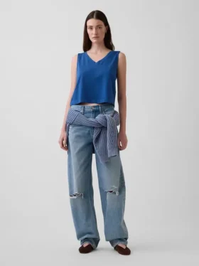 Camiseta sin mangas corta de punto