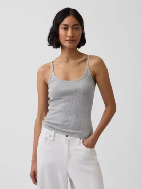 Camiseta sin mangas corta de punto pointelle