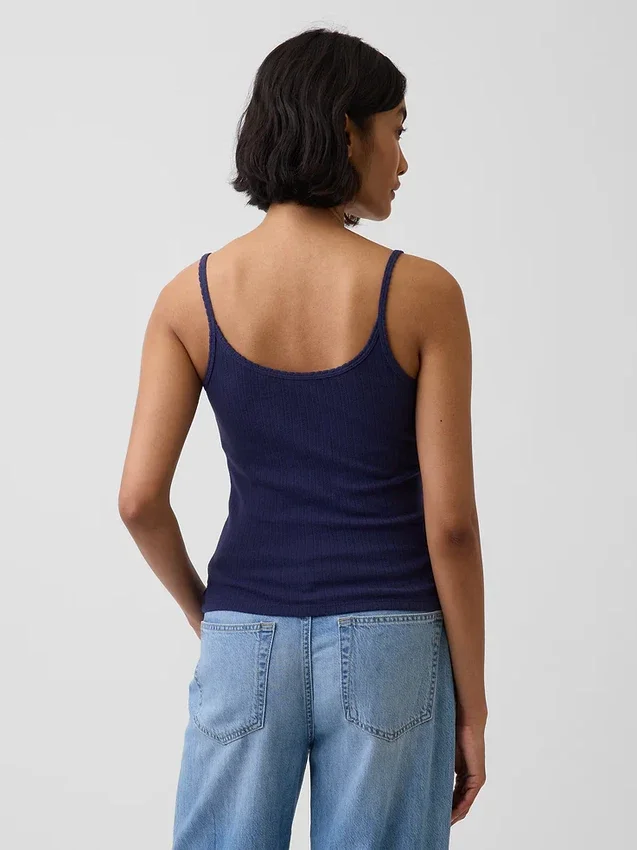 Camiseta sin mangas corta de punto pointelle