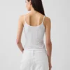 Camiseta sin mangas corta de punto pointelle