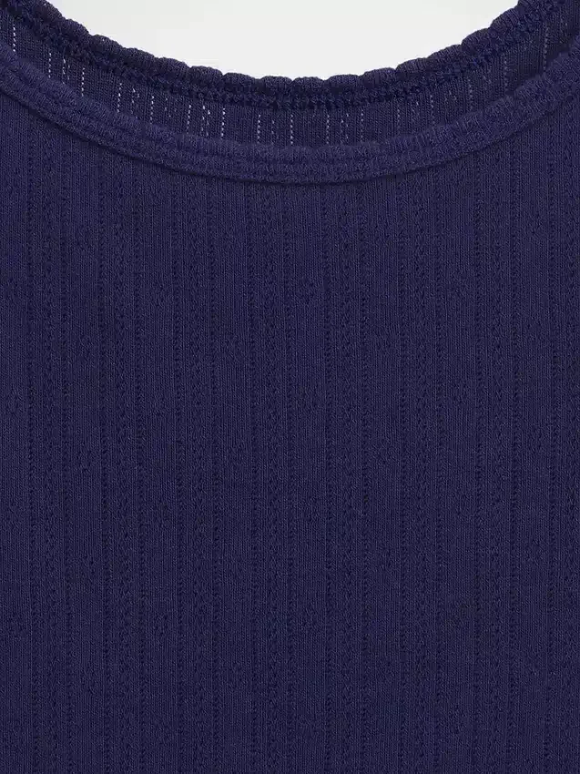Camiseta sin mangas corta de punto pointelle