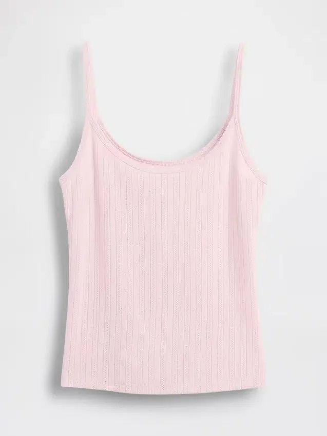 Camiseta sin mangas corta de punto pointelle