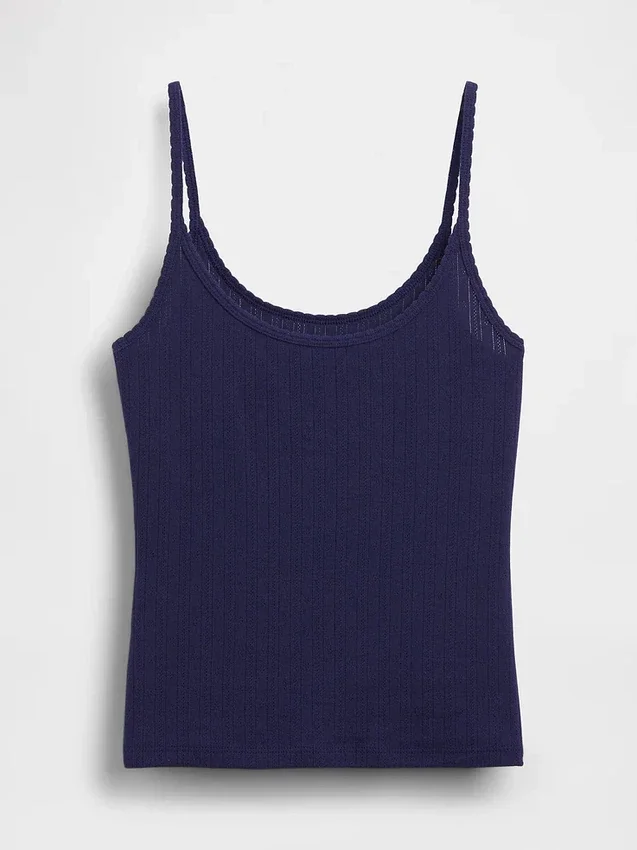 Camiseta sin mangas corta de punto pointelle