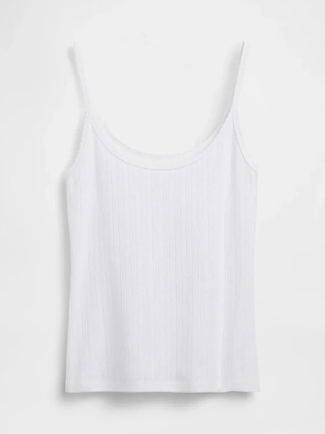 Camiseta sin mangas corta de punto pointelle