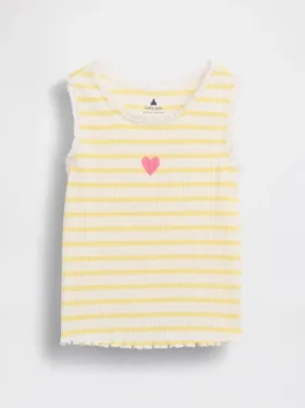 Camiseta sin mangas de bebé y Niño con rayas y ribete
