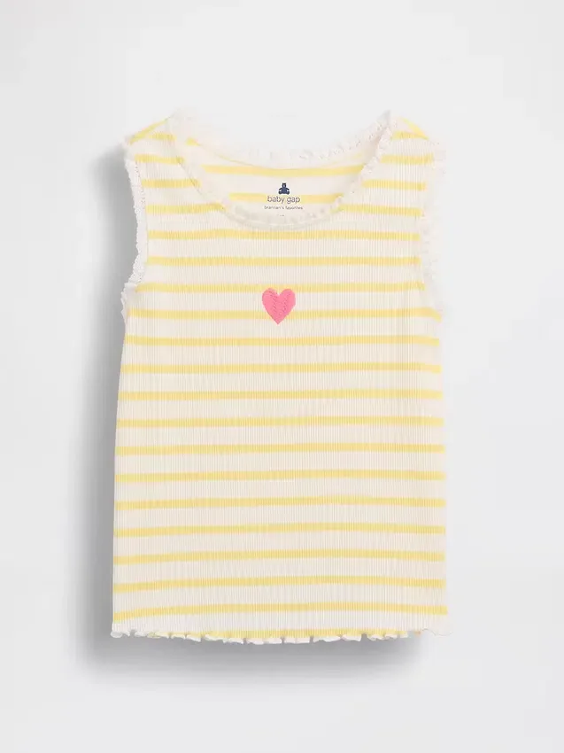 Camiseta sin mangas de bebé y Niño con rayas y ribete