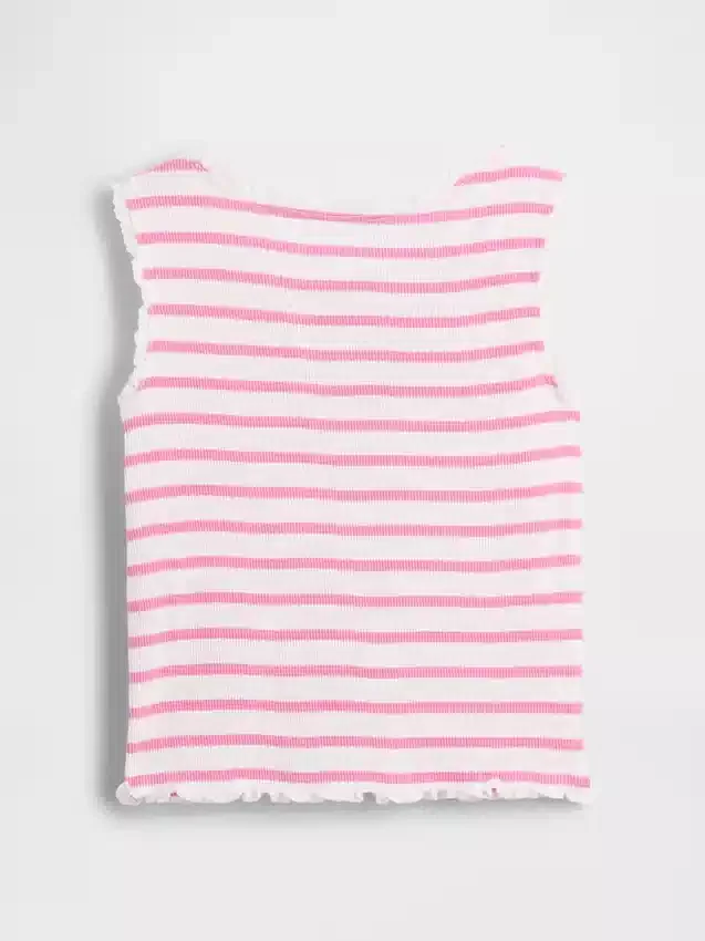 Camiseta sin mangas de bebé y Niño con rayas y ribete