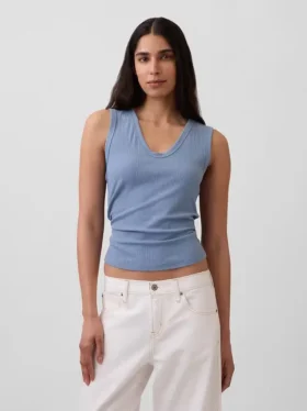 Camiseta sin mangas de canalé multicolor