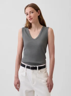 Camiseta sin mangas de canalé multicolor