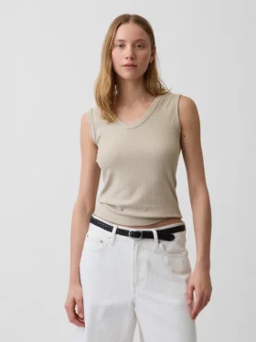Camiseta sin mangas de canalé multicolor