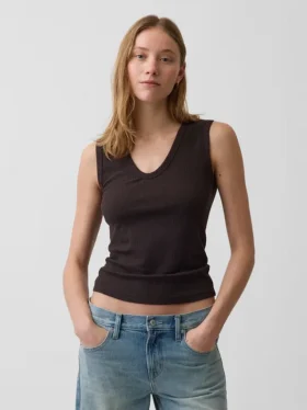 Camiseta sin mangas de canalé multicolor