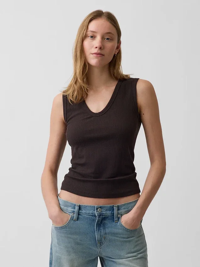 Camiseta sin mangas de canalé multicolor