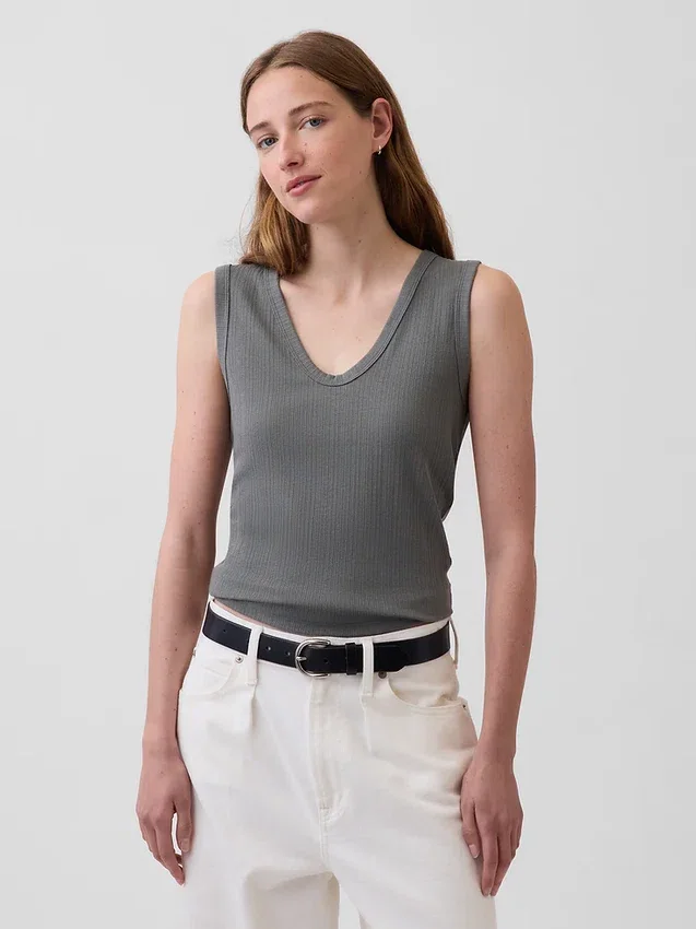 Camiseta sin mangas de canalé multicolor