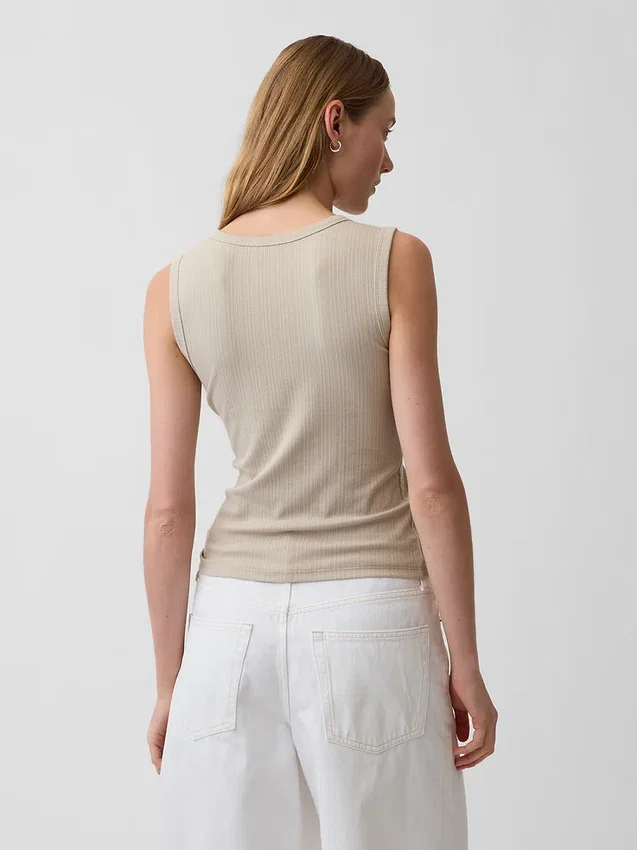 Camiseta sin mangas de canalé multicolor