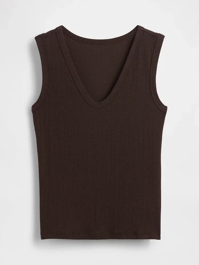 Camiseta sin mangas de canalé multicolor
