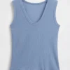 Camiseta sin mangas de canalé multicolor
