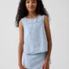 Camiseta sin mangas de denim a cuadros para niños