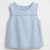 Camiseta sin mangas de denim a cuadros para niños