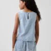 Camiseta sin mangas de denim a cuadros para niños