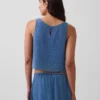 Camiseta sin mangas de denim de gasa de algodón