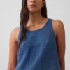 Camiseta sin mangas de denim de gasa de algodón