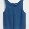 Camiseta sin mangas de denim de gasa de algodón
