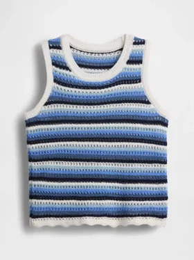 Camiseta sin mangas de ganchillo a rayas para niños
