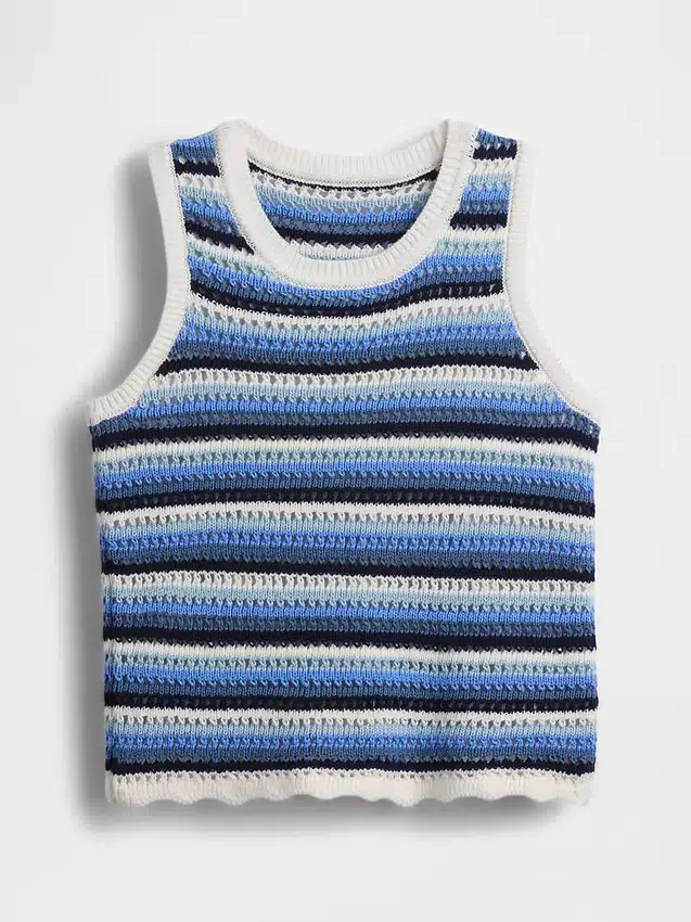 Camiseta sin mangas de ganchillo a rayas para niños