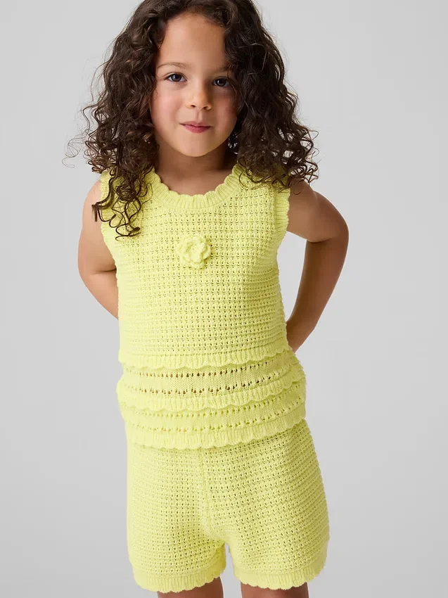 Camiseta sin mangas de ganchillo para bebés y niños