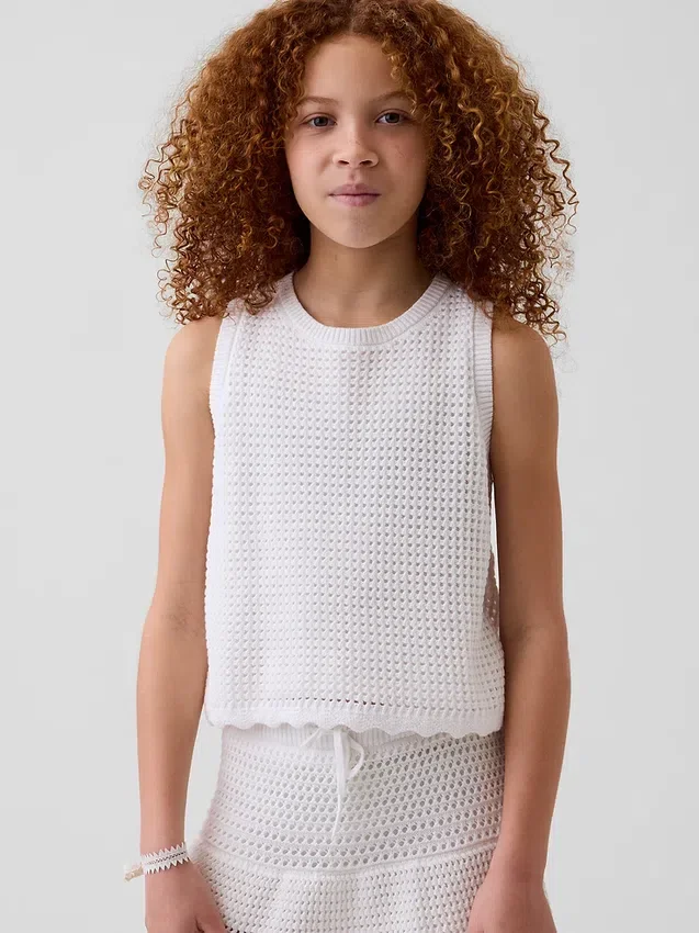 Camiseta sin mangas de ganchillo para niños
