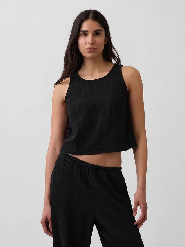 Camiseta sin mangas de gasa de algodón estilo «racer»