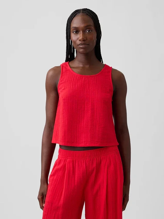 Camiseta sin mangas de gasa de algodón estilo «racer»