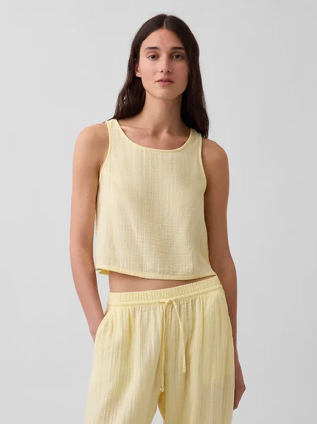 Camiseta sin mangas de gasa de algodón estilo «racer»