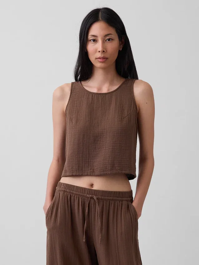 Camiseta sin mangas de gasa de algodón estilo «racer»