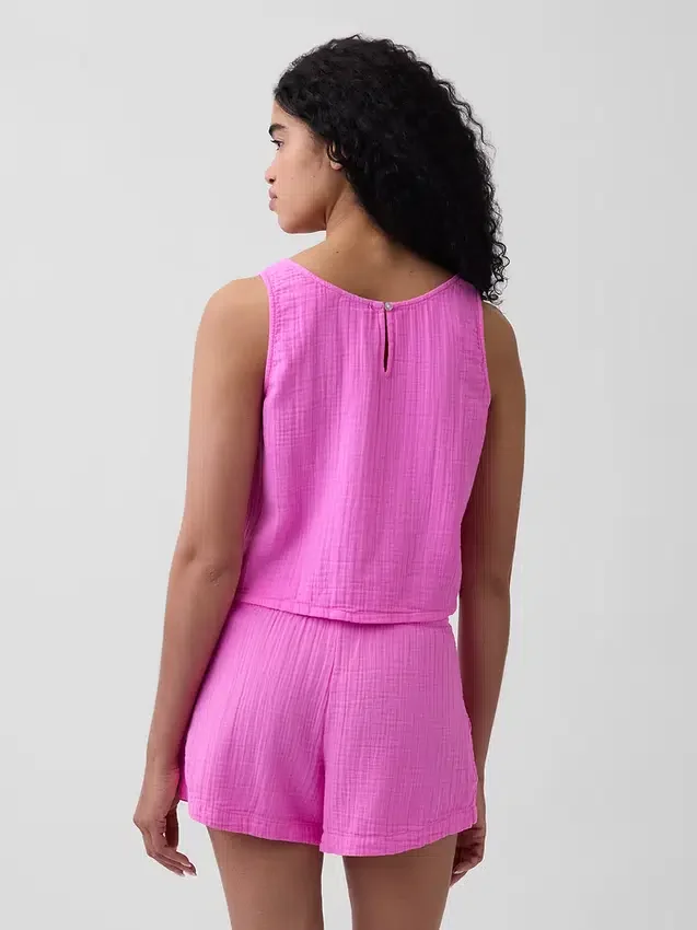 Camiseta sin mangas de gasa de algodón estilo «racer»